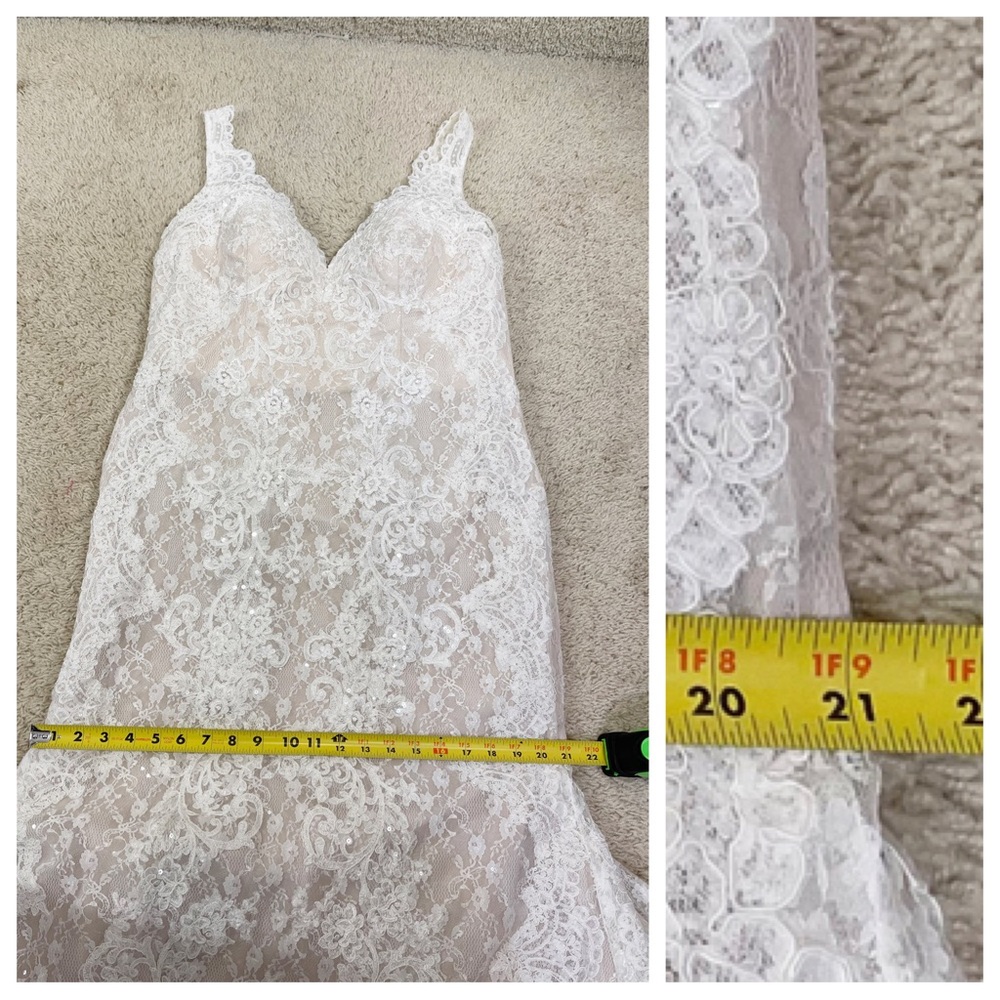 oleg cassini lace trumpet wedding dress - Picture 14 of 16